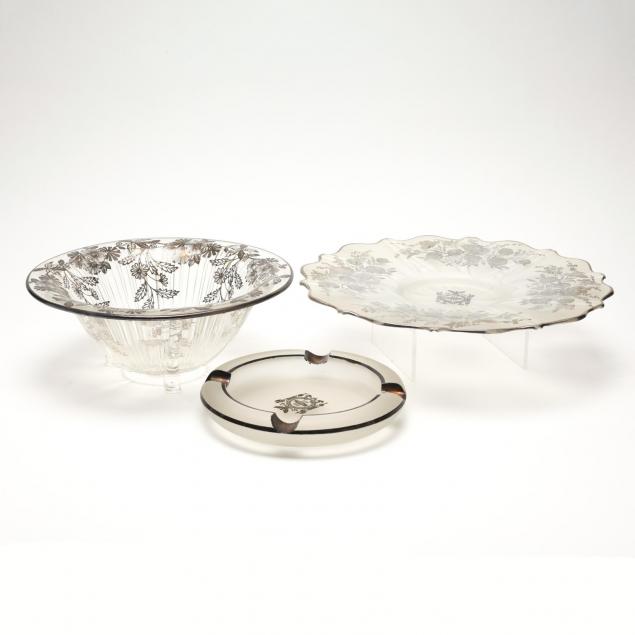 three-pieces-of-vintage-silver-overlay-glass