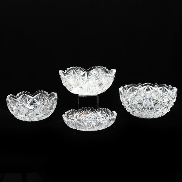 four-american-brilliant-period-cut-glass-bowls