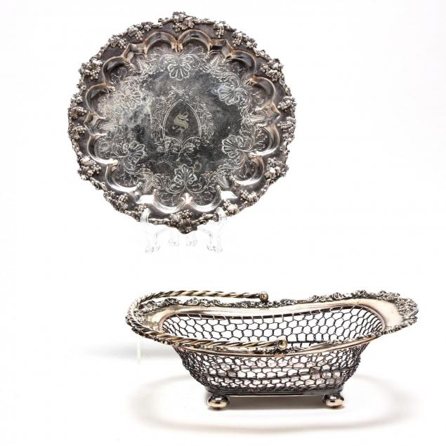 an-antique-silverplate-salver-and-cake-basket