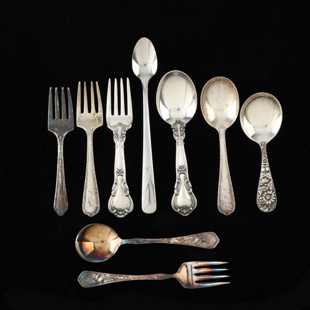 a-group-of-child-s-sterling-silver-and-silverplate-flatware