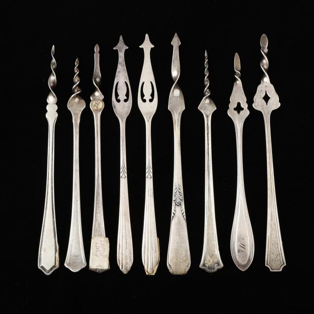 an-assembled-set-of-nine-sterling-silver-butter-picks