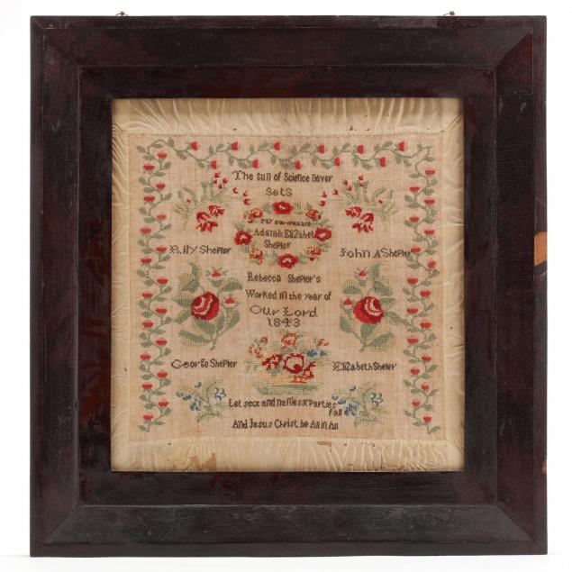 antique-needlework-family-record-sampler