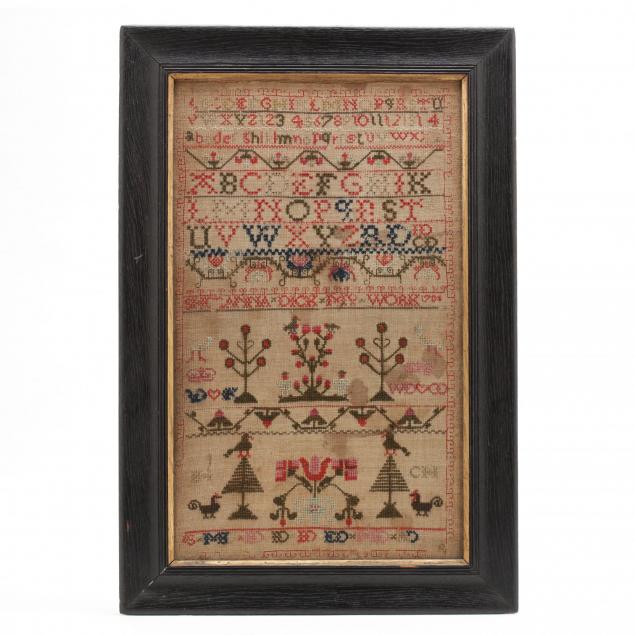antique-needlework-sampler-american