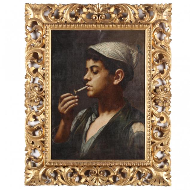 an-antique-italian-school-painting-of-a-boy-smoking