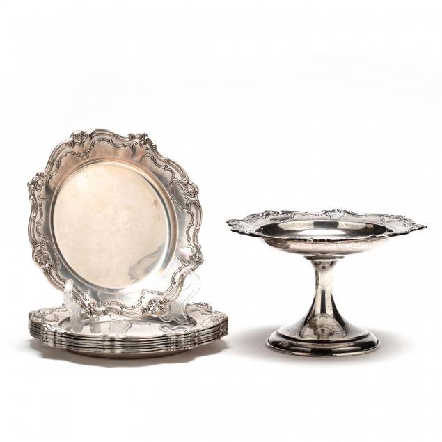 gorham-chantilly-sterling-silver-bread-plates-compote