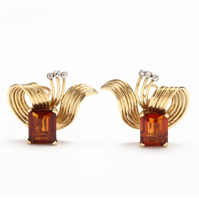 pair-of-retro-18kt-madeira-citrine-and-diamond-ear-clips