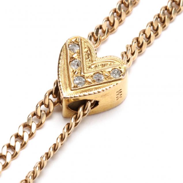 vintage-14kt-watch-chain-with-diamond-set-slide