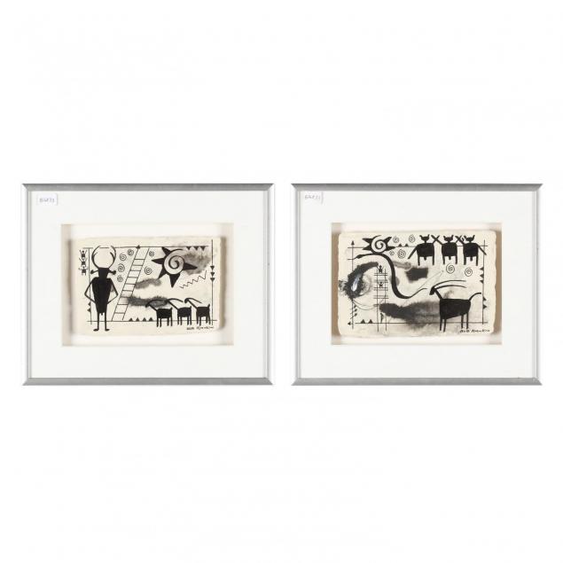 bob-rankin-nc-pair-of-neolithic-style-works-on-paper