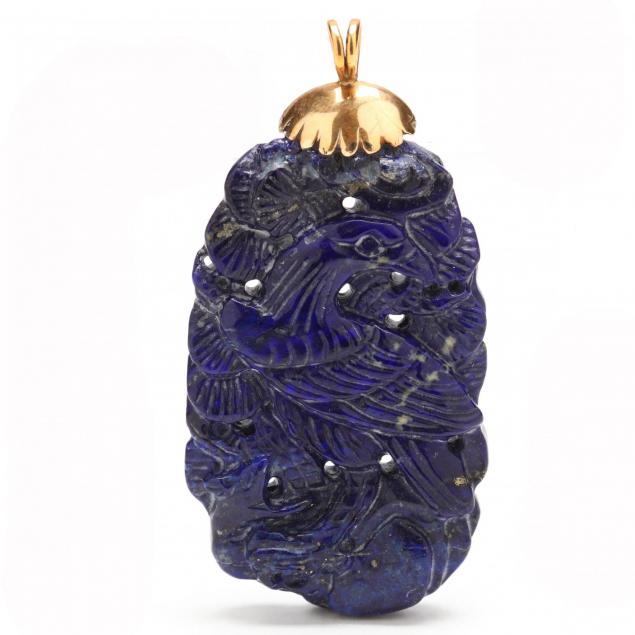 vintage-14kt-gold-and-carved-lapis-lazuli-pendant