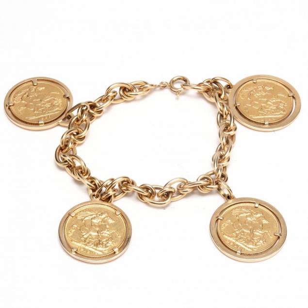 vintage-18kt-italian-gold-bracelet-suspending-four-british-gold-sovereigns