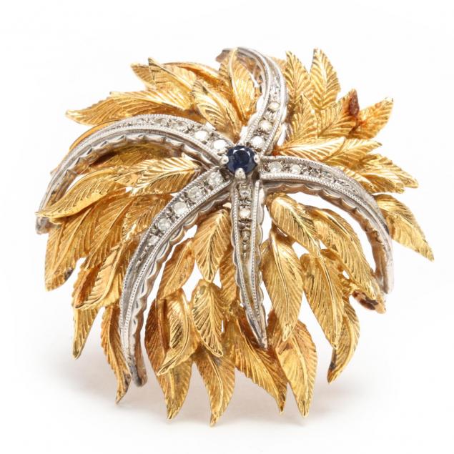 vintage-18kt-gold-diamond-and-sapphire-brooch