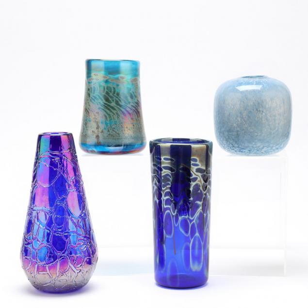 four-pieces-of-blue-art-glass