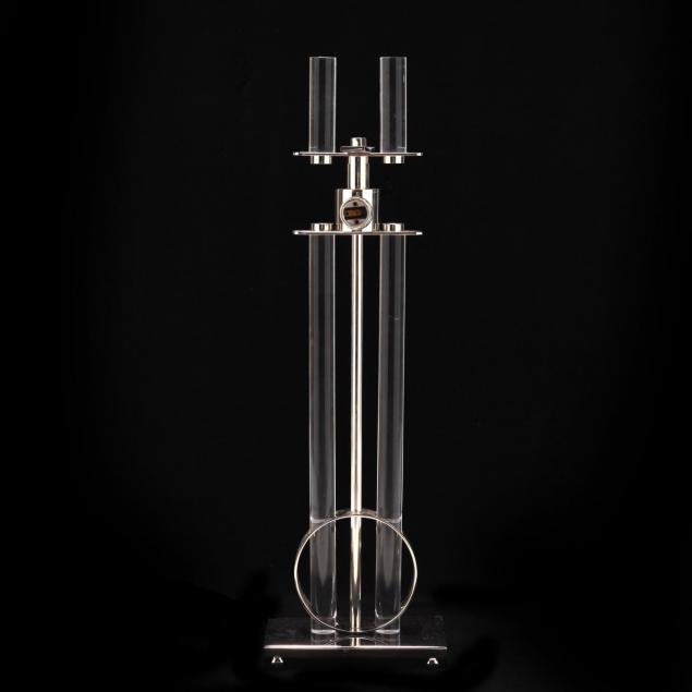 lucite-and-polished-steel-table-lamp