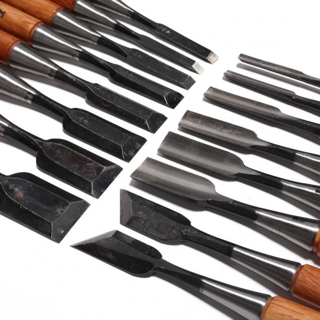 set-of-sixteen-japanese-steel-butt-chisels-and-carving-chisels
