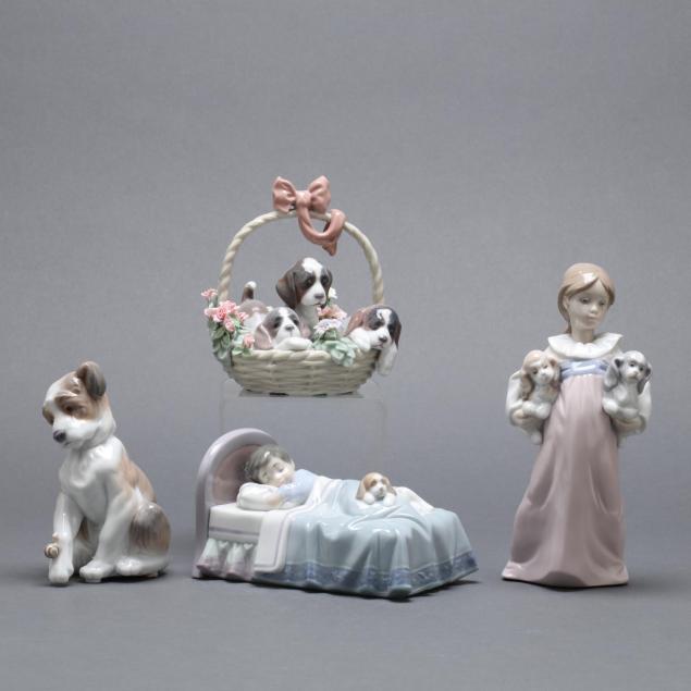four-lladro-porcelains-with-puppy-theme