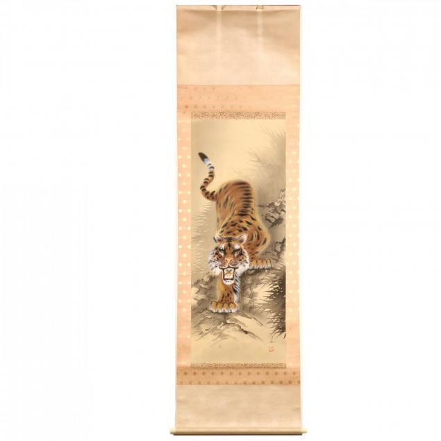 an-asian-hanging-scroll-painting-of-a-tiger