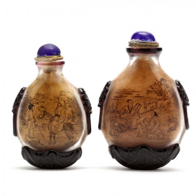 two-glass-reverse-painted-chinese-snuff-bottles