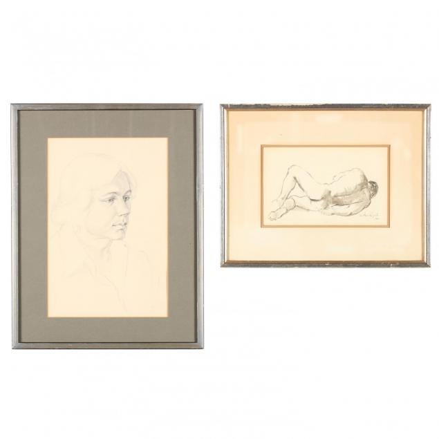 two-mid-century-graphite-figural-studies