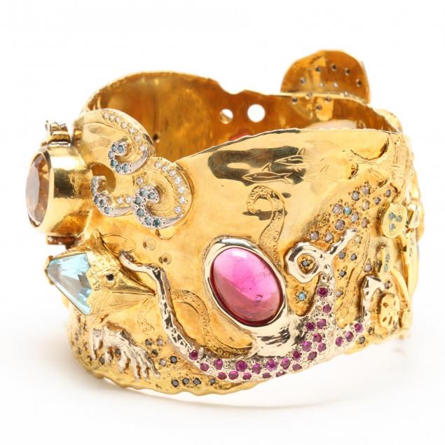18kt-and-22kt-multi-colored-gold-and-gem-set-sea-motif-bracelet-jewelsmith