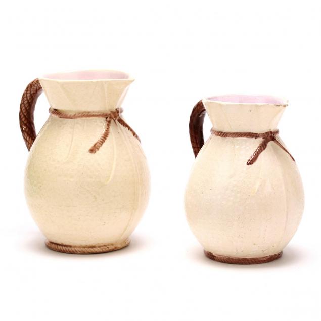 two-english-majolica-sack-jugs