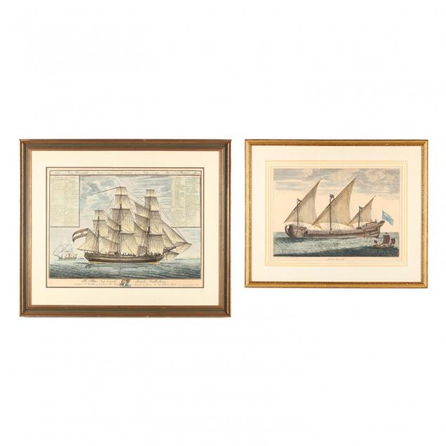 two-nautical-engravings-illustrating-italian-vessels