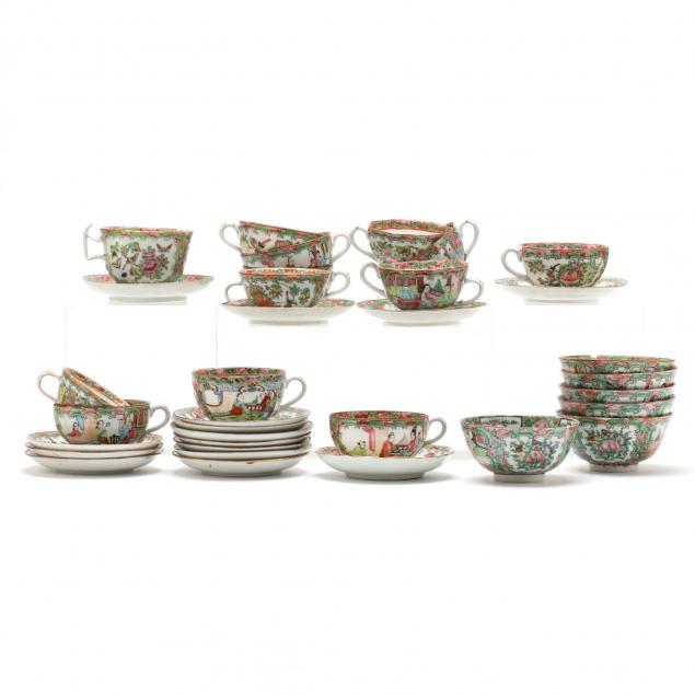 a-collection-of-chinese-rose-medallion-tea-wares