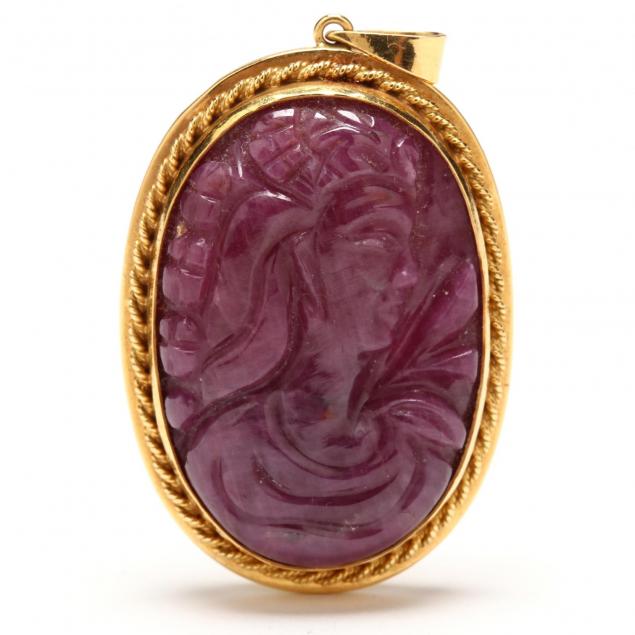 18kt-gold-and-carved-ruby-cameo-pendant