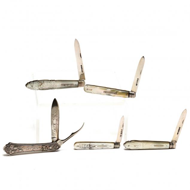 five-antique-silver-pocket-fruit-knives