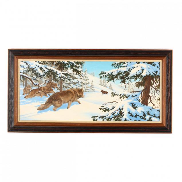 american-school-painting-of-wolves-moose