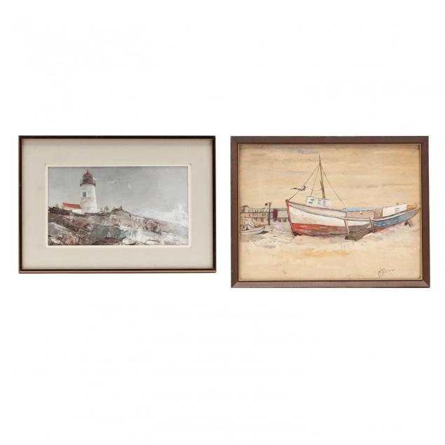 two-vintage-maritime-paintings
