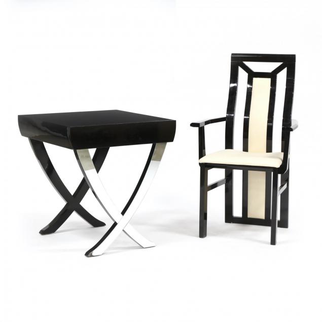 modern-black-lacquered-chair-and-table