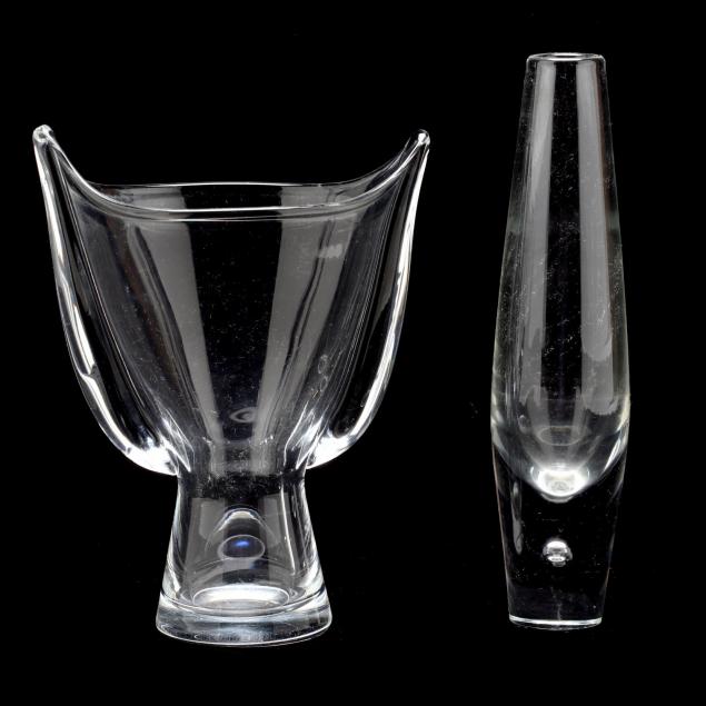 two-steuben-crystal-modernist-vases