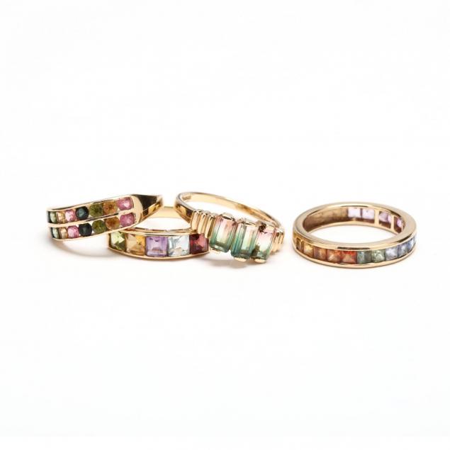 four-14kt-gem-set-rings