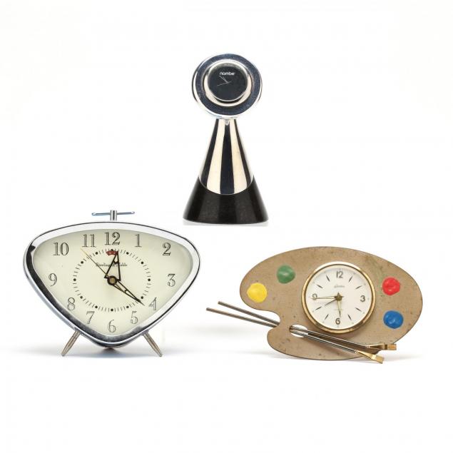 three-modernist-desk-clocks