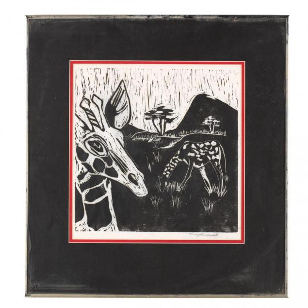 signed-woodblock-print-with-giraffe