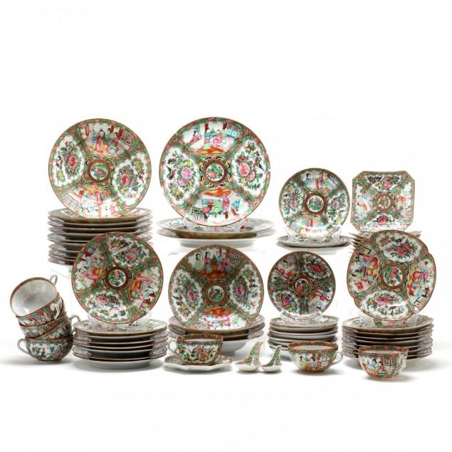 collection-of-vintage-antique-rose-medallion-porcelain