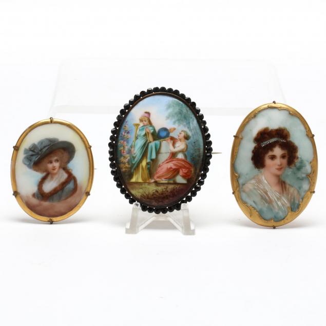 three-porcelain-portrait-miniature-brooches