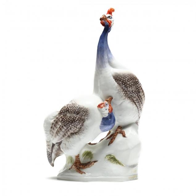 meissen-porcelain-composition-of-two-guinea-fowl