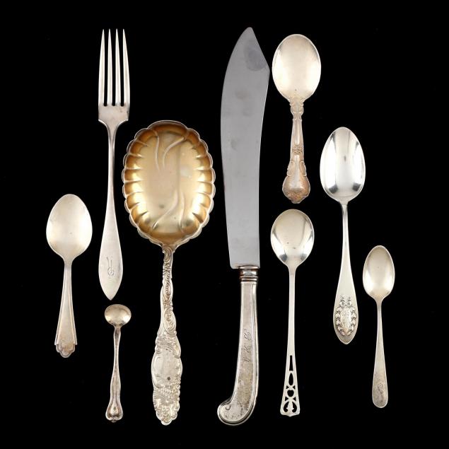 nine-pieces-of-sterling-silver-flatware