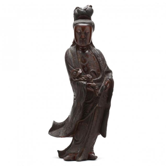 a-korean-carved-wooden-statue-of-kwan-yin