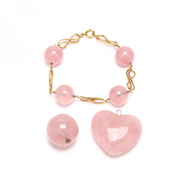 14kt-rose-quartz-bracelet-with-two-rose-quartz-pendants