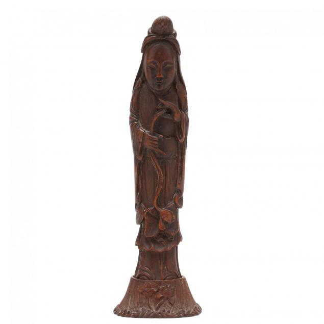 a-chinese-carved-wooden-statue-of-guanyin