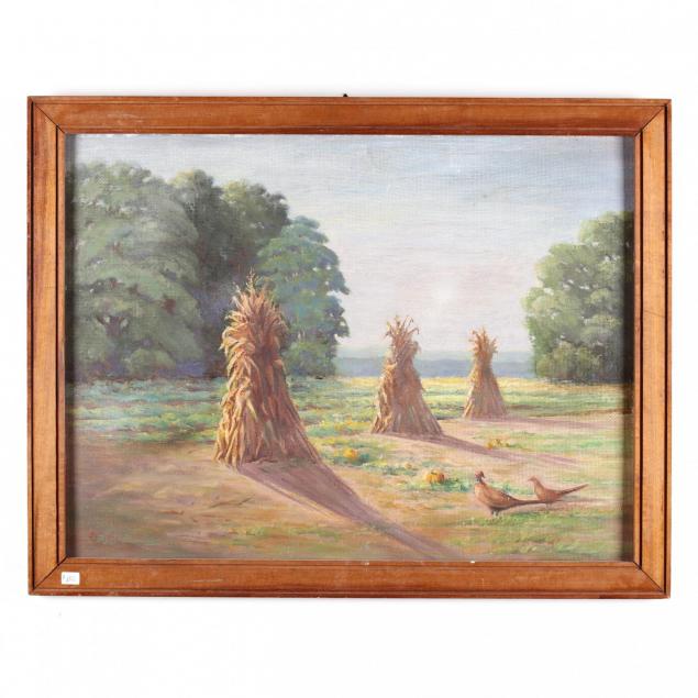 basil-hamilton-canadian-1893-1942-two-pheasants-in-a-cornfield