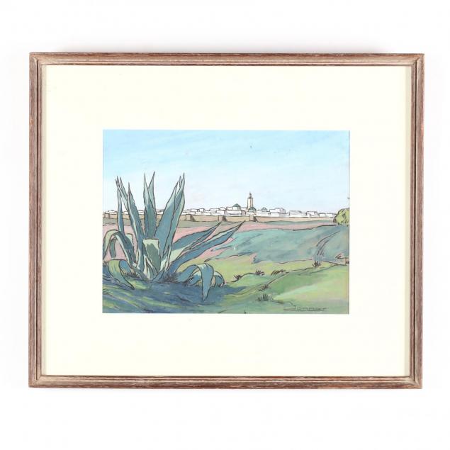an-art-deco-period-painting-of-a-walled-moroccan-city