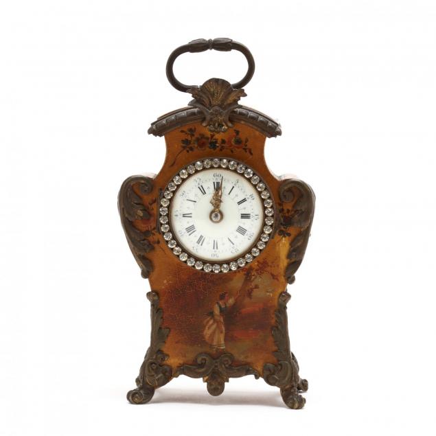 small-french-paint-decorated-mantel-clock
