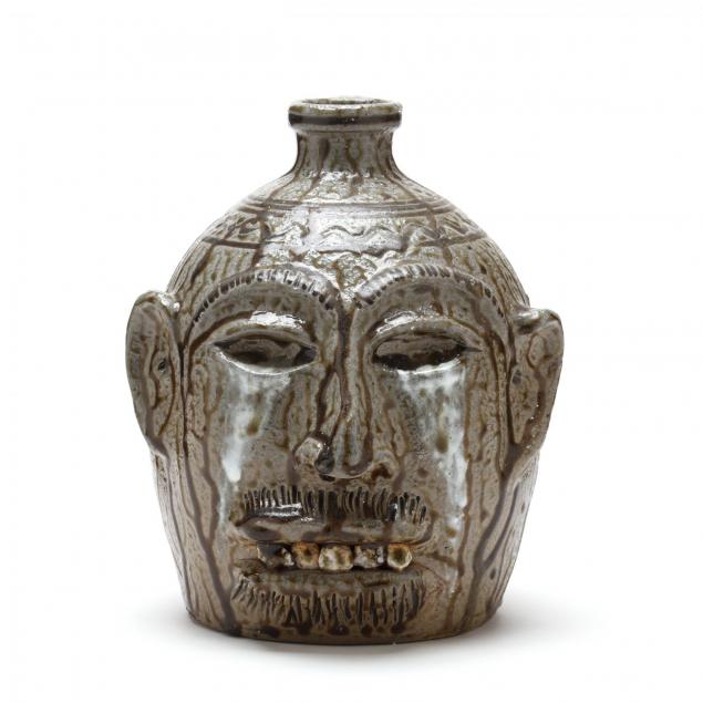 nc-folk-pottery-billy-ray-hussey-rock-tooth-face-jug