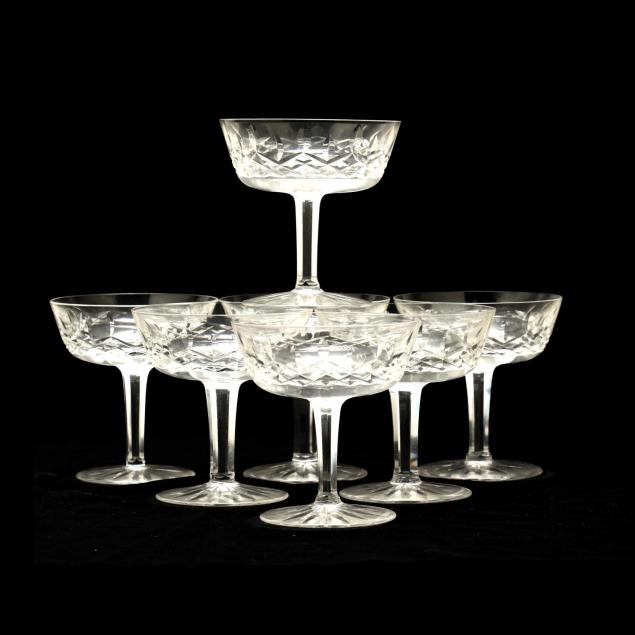 waterford-group-of-seven-champagne-glasses-in-lismore