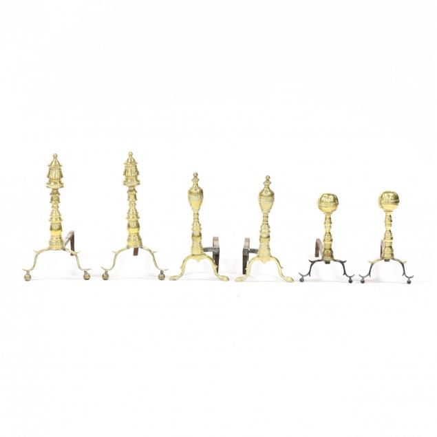 three-american-brass-fireplace-andirons