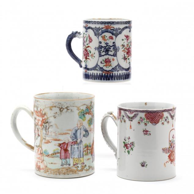 three-large-antique-chinese-export-mugs