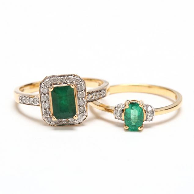 two-gold-and-emerald-rings